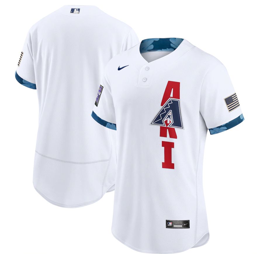 Men Arizona Diamondback Blank White 2021 All Star Elite Nike MLB Jersey->arizona diamondback->MLB Jersey